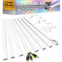 113.4in Cord Hider Kit, Cord Covers for 2-4 Wires on Wall, Self-Adhesive Cable Hider Wire Covers for Cords on Wall, Paintable Cord Hider for Walls Mount Tv, Cable Cover Raceway, W0.95 H0.55in, White