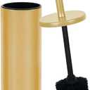 Deep & Sturdy Toilet Bowl Brush with Holder - Durable Scrubbing - Toilet Cleaners - Household Essentials - Bathroom Cleaner - Cleaning Supplies - Household Supplies, Painted Satin Gold