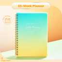 2 x Undated Weekly Planner - Spiral Bound 52 Weeks To Do List Planner Habit Tracker, A5 Simplify Esthetic Work Organizer Notebook, 70 Micron PP Cover, 100 GSM Paper, 5.83" x 8.27" (Blue Yellow)