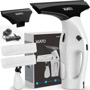 Kiato Window Vacuum Squeegee Cordless, Electric Window Vac, Rechargeable Window Cleaner with 2 X Squeegee (11+ 6.7), Spray/Wipe/Suck, for Cleaning Windows, Mirror, Shower Glass, WC07, 2200mA