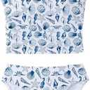 SOLY HUX Girl's Summer Swimwear Spaghetti Strap Tankini Set Cut High Waist Bathing Suits (Pink)