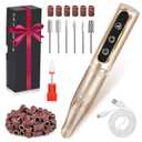 LIERKISS Nail Drill Cordless Professional E Filer for Nails 32000RPM Electric Nails Drill Kit Nail Drill Professional Wireless Nail File Drill Rechargeable Electric Nail File for Acrylic Gel Nails (02gold)