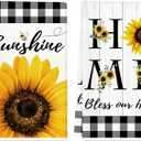 TAJWE Spring Kitchen Towels 18x26 Inch Set of 2 Sunflower Floral Sunshine Buffalo Plaid Dish Towels Farmhouse Summer Holiday Absorbent Decorative Grid Hand Towels for Kitchen Bathroom Home Decoration