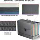 25 Pockets Expanding File Folders,Portable Accordian File Organizer,Expandable File Folder,Bill,Paper,Document Organizer,Plastic Accordion Filing Box,Colored Tabs,A4/Letter Size Diamond