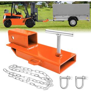 Forklift Trailer Hitch Attachment, EBESTTECH 1PC 2" Receiver Trailer Towing Adapter with Chain Orange
