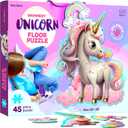 Dan&Darci Jumbo Shimmery 45-Piece Unicorn Floor Puzzle for Kids Ages 3-6 Years Old- Large Toddler Puzzles Age 3, 4, 5, 6 Year Olds - Toys for Girls - Little Girl Birthday Gift