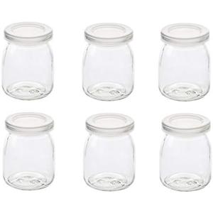 6 Pcs Yogurt Pudding Jars Bottles With Plastic Lids Ideal for Jam, Honey, Wedding Favors, Shower Favors, Baby Foods (5.5 oz (150ml))