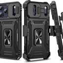 for iPhone-17-Pro-Max Case, with Belt Clip Holster & Slide Camera Cover & 360Rotatable Ring Kickstand Military Grade Heavy Duty Protection Shockproof Case for iPhone 17 ProMax 2025 - Black
