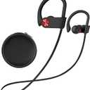 Stiive Bluetooth Headphones, 5.3 Wireless Sports Earbuds IPX7 Waterproof with Mic, Stereo Sweatproof in-Ear Earphones, Noise Cancelling Headsets for Gym Running Workout, 16 Hours Playtime - BlackRed