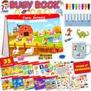 Montessori Preschool Busy Book for Toddlers - Activity Books for Kids Ages 3-5 - Preschool Learning Activities - Workbook Activity Binder - Autism Sensory Toys - Gifts for 3 4 5 6 Year Old Boys Girls