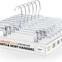 HOUSE DAY 12 Pack 14 inch Clear Plastic Skirt Hangers with Adjustable Clips, Pants Hangers 360-Rotating Swivel Hook, Clip Hangers for Pants, Trousers, Skirts, Jeans, Bulk Plastic Hangers