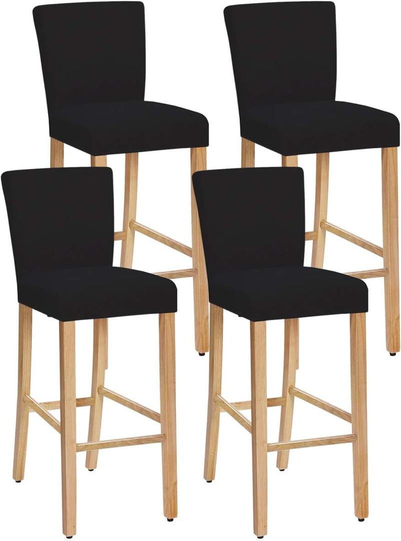 Stretch Removable Washable Dining Room Chair Covers,Bar Stool Covers,Barstool Chair Slipcovers Pub Counter Seat Cover (Black,Set of 4)