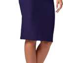 Conceited Skirts for Women - Stretch Pencil Skirt - Wear to Work - Pull On - Midi Length in Regular and Plus Size (Blue, S)