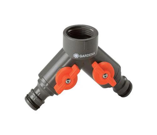 Gardena 36938-G Twin Tap Connector, 5/8" & 1/2", Nylon/ABS