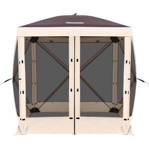 Tecoom 6x6ft Pop Up Gazebo Tent, 4-Sided Canopy Shelter Tent with Mesh Windows for Camping, Portable Large Shade Tents with Siedwalls, Carrying Bag and Stakes for Outdoor, Garden, Lawn, and Backyard