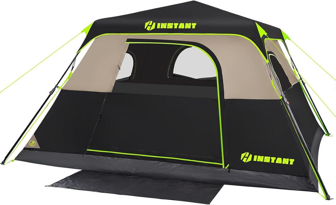 Instant Tent, 6 Person Blackout Tents for Camping with Top Rainfly | 60s Easy Setup Pop Up Tent, Waterproof & Light-Blocking Cabin Camping Tent for Family,Expandable Carry Bag,10'L X 9'W X 6.1'H