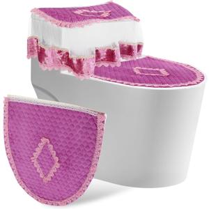 ABOOFAN Toilet Decorations for Bathroom Toilet Seat Covers for Bathroom European Style Toilet Cushion Purple Toilet Cushion Toilet Tank Cover Toilet Seat Cushion Toilet Mat Set