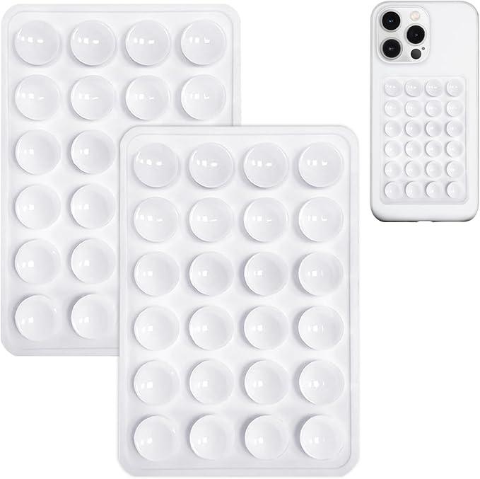 Anteel 2 Pack Silicone Suction Phone Case Mount, Non Slip Sticky Grip for Cellphone, Silicon Adhesive Suction Cup Mount, Strong Grip Holder for Selfies and Videos (White)