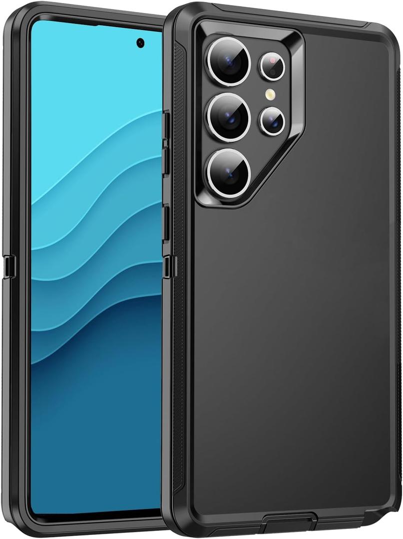 for Galaxy S25 Ultra Case [Shockproof] [3-Layer] [Without Screen Protector] Full Body Protection Rugged Heavy Duty Cover Case for Galaxy S25 Ultra 5G,Black