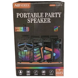 NB Series 8 Inch Wireless Portable Party Speaker & Wired Mic + Remote, black
