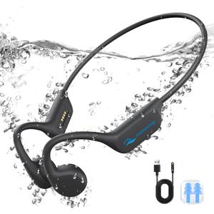 Miulloeib Swimming Headphones, IPX8 Waterproof Bone Conduction Headphones, 32G Memory Sports Headphone, Open Ear Bluetooth 5.4 Underwater Headphone for Running, Cycling