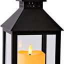 Vintage Lantern Decorative LED Flickering Flameless Candle with Timer, Battery Powered LED Decorative Hanging Lanterns for Indoor Outdoor Garden Yard Home Decor(1 Pack) (Black)