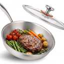 10.23 Inch Titanium Pans for Cooking, Large Family Size Titanium Frying Pan with Lid, 99.6% Titanium Non-Toxic Healthy Cookware, Induction Compatible & Oven Safe for Even Heating