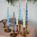6 x Blue Taper Candle Twist Candlesticks,Gedengni 10inches Long Tapered Candle Cute Candle Sticks Colorful Twisted Candles for Wedding Home Dinner Party Women Gift,Pack of 6 (24D6P-BLUMIX)