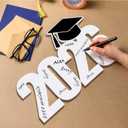 Vercraft Graduation Guest Book 2026 Wood Grad Sign Signature Board Party Decorations 2026 Graduation Photo Booth Prop for Grad Party Decor(White,Style 2)