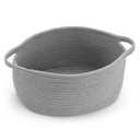 Happyiren Cute Woven Storage Basket with Handle, Baskets for Gifts Empty, Gift Baskets for Valentines Day Birthday Baby Shower Raffle Burr Fundraiser, Decorative Organizer Box for Baby Toy Pet (1 Pack, Grey)