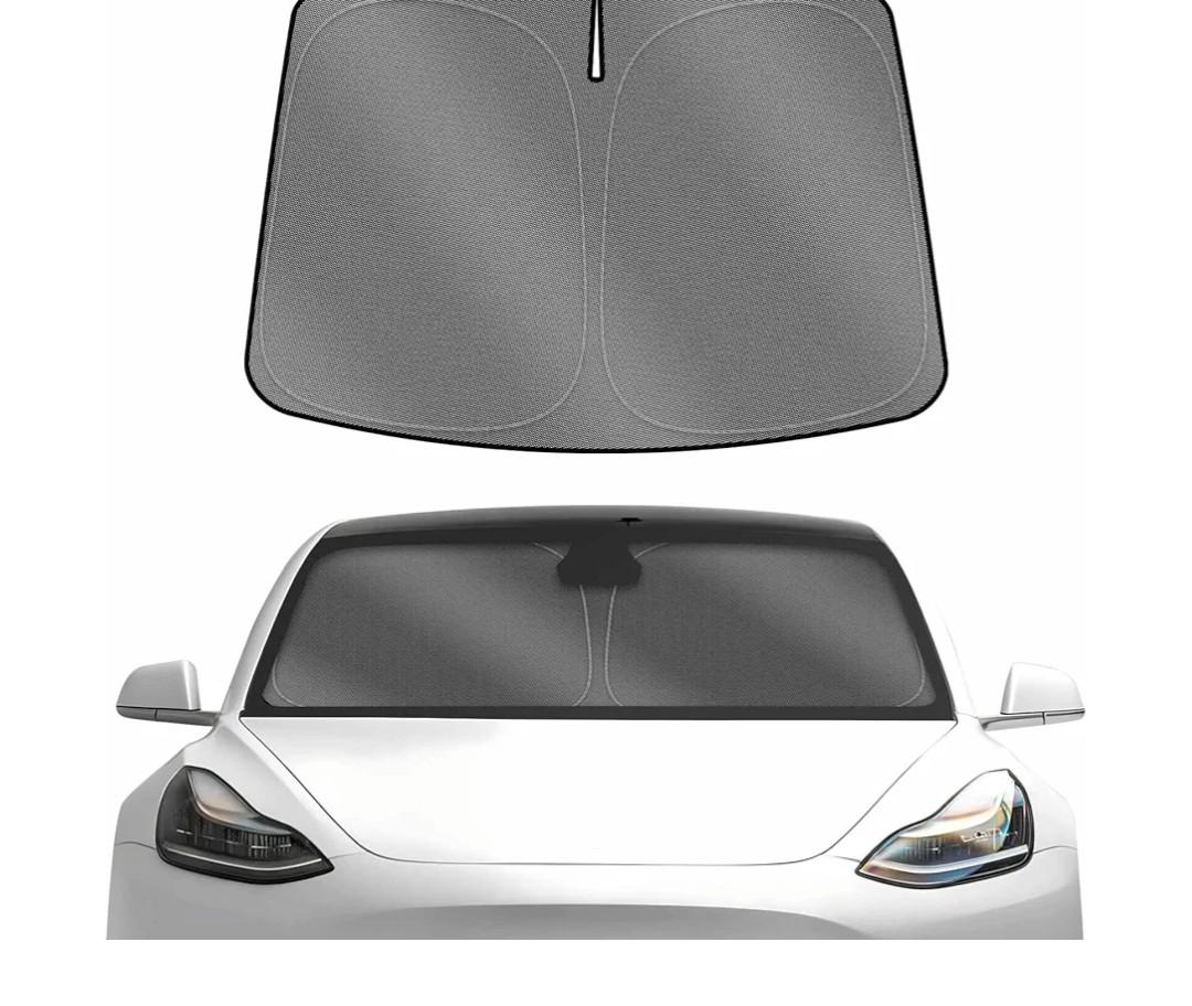 Karltys Front Windshield Sun Shade for 2017-2026 Tesla Model 3, Foldable Window Sunshade Custom Fit Model 3 Highland, 240T Reflective Sun Shade Visor Protector Blocks UV Rays Keep Car Cool