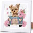 ajepon Dog Diamond Art Kits for Kids with Frame, Animal Diamond Art for Kids Ages 8-12, Dog Diamond Painting Kits for Kid with Beautiful Package for Gift Home Wall Decor (7x7inch) (CC119)