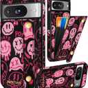 Petitian for Google Pixel 8 Case with Wallet - Women Girls Cute Girly Aesthetic Unique Design Leather Credit Card Holder Cardholder Stand Wristband for Pixel 8, Xiaolian (Fen Face)