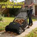 Push Lawn Sweeper, 21-Inch Width, 3.5 Cu. Ft. Hopper Capacity, 4 Spinning Brushes, Adjustable Height, Durable Steel Frame with Rubber Wheels, Black