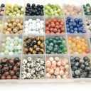 960pcs Natural Stone Beads Polished Beading 6mm Loose Beads Gemstone Crystal Energy Stone Healing Power for DIY Jewelry Making (6mm 24 Materials R2)