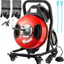 VEVOR 75FT x 2/4 Inch Sewer Snake Cleaning Machine on 4 Wheels Electri Drain Auger with 4 Cutters & Foot Switch
