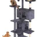 FDW Cat Tree 54in Cat Tower Multi-Level Durable Cat Scratching Post & Cozy Fun Cat Jumping Platform Space Saving Cat Condo Pet Play House for Indoor Cats,Ashy