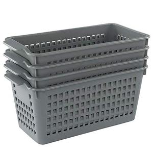 Doryh Plastic Baskets for Organizing, Grey, Set of 2