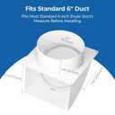 6 Inch Metal Dryer Vent Cover Outside, Heavy Duty Iron Exhaust Hood with Internal Damper, Detachable Cover & Fixed Mesh Screen for Dryer, Kitchen, HVAC, White