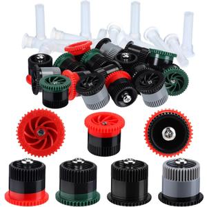Honoson 16 Pcs Variable Arc Nozzle Radius High Efficiency Replacement Pop up Sprinkler Heads Compatible with Rainbird, Hunter, Orbit Pop-up Sprinklers (10/12/15/17 Van,Red,Green,Black)