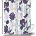 Floral Shower Curtain, Purple White Flower Spring Flowers Pattern on White Background Polyester Fabric Thickening Shower Curtain 72X72Inches
