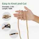 Jute Rope 1/4in100ft Natural Material Heavy Duty Jute Rope Twisted for Indoor Outdoor Crafts, Nautical, Tug of War, Railing, Hammock, Swing, Gardening
