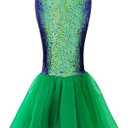 Women's Halloween Mermaid Tail Costume Dress Cosplay Party Sequin Maxi Skirt (US, Alpha, Large, Regular, Regular, Green)