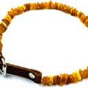 Baltic Amber Dog & Cat Collar - Adjustable Leather Strap with Raw Knotted Amber Beads (55-60cm)