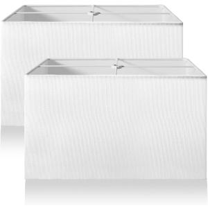 Lamp Shades Set of 2 Square Lampshade for Table Lamp Floor Lamps,6.7x12.6x8" Large White Lampshades Replacement Double Fabric Lamp Shade Natural Linen Easy Assembly Lampshade