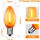 2 x C7 LED Light Bulbs, 12 Pack Halloween Orange Outdoor String Lights Replacement Bulbs, 0.6W E12 Candelabra Base for Patio, Halloween & Christmas Party Decor