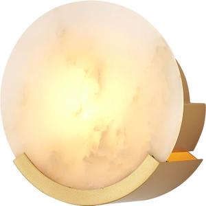 Gold Modern Wall Sconces for Bathroom, 1-Light Alabaster Sconce Wall Light Fixture for Bedroom, Unique Sconce Lighting for Living Room, 1 Pack