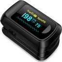 Fingertip Pulse Oximeter Blood Oxygen Monitor Pulse Ox, Heart Rate and Fast Spo2 Reading Oxygen Meter with OLED Screen Included Batteries and Lanyard (black)