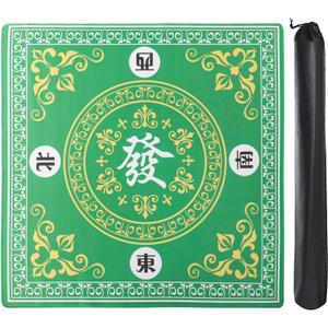 Mahjong Mat,Mahjong Game Table Mat with 3 Dice & Carrying Bag,31.5"x31.5" Green Rubber Anti-Slip Playmat for Mahjong, Card, Board & Tile Games