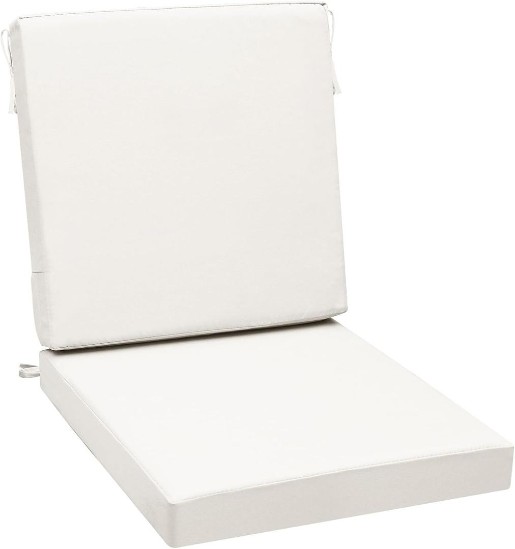 AAAAAcessories Outdoor Seat Cushions for Chairs, One-Piece Design, Fade-Resistant, Waterproof Patio Furniture Replacement Cushions, 20" x 20" x 3" + 20" x 24" x 3", Creamy White